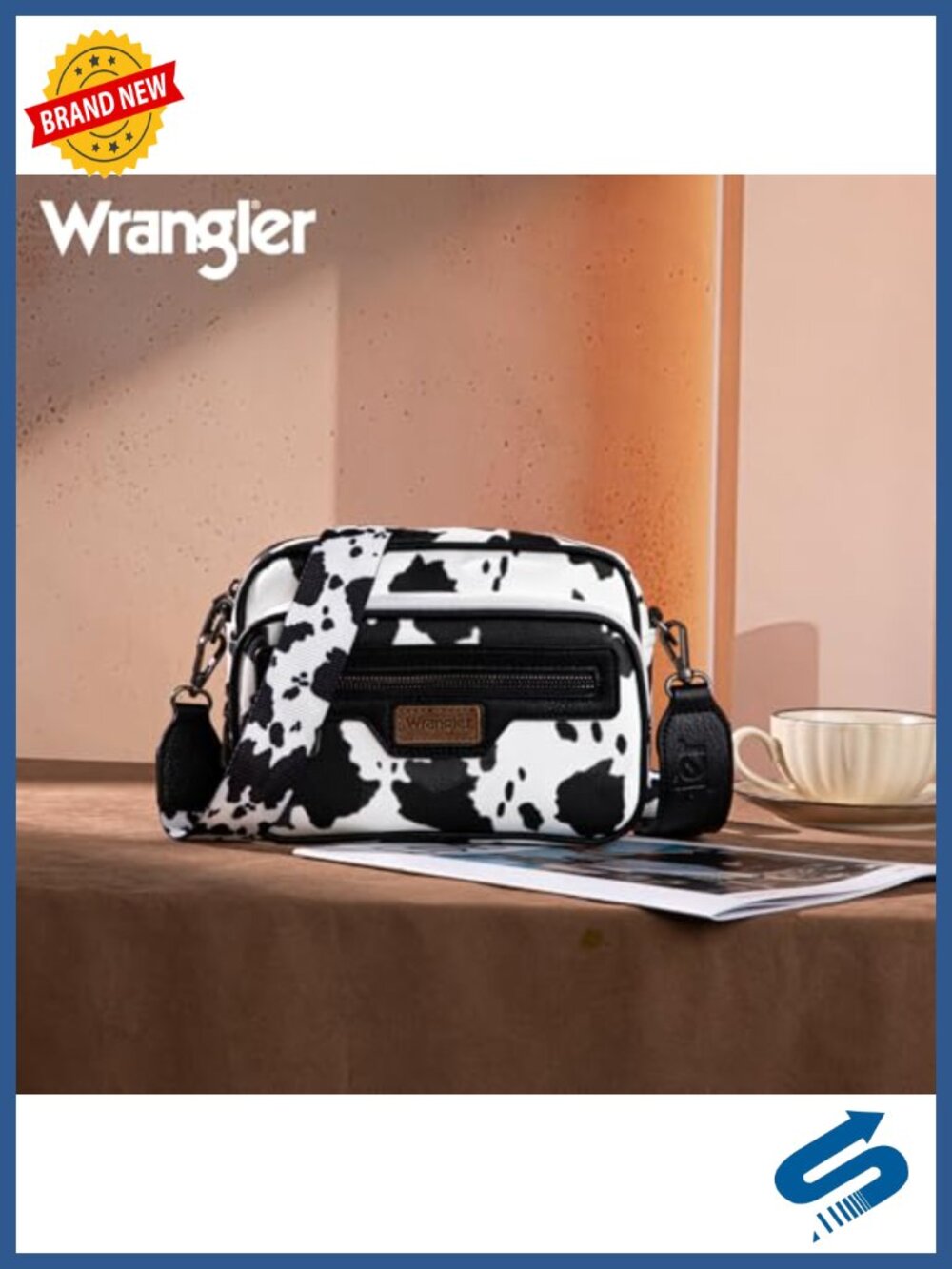 Vegan Leather Crossbody Bag Multi Pocket Wallet Purse with Adjustable Strap - Picture 2 of 6
